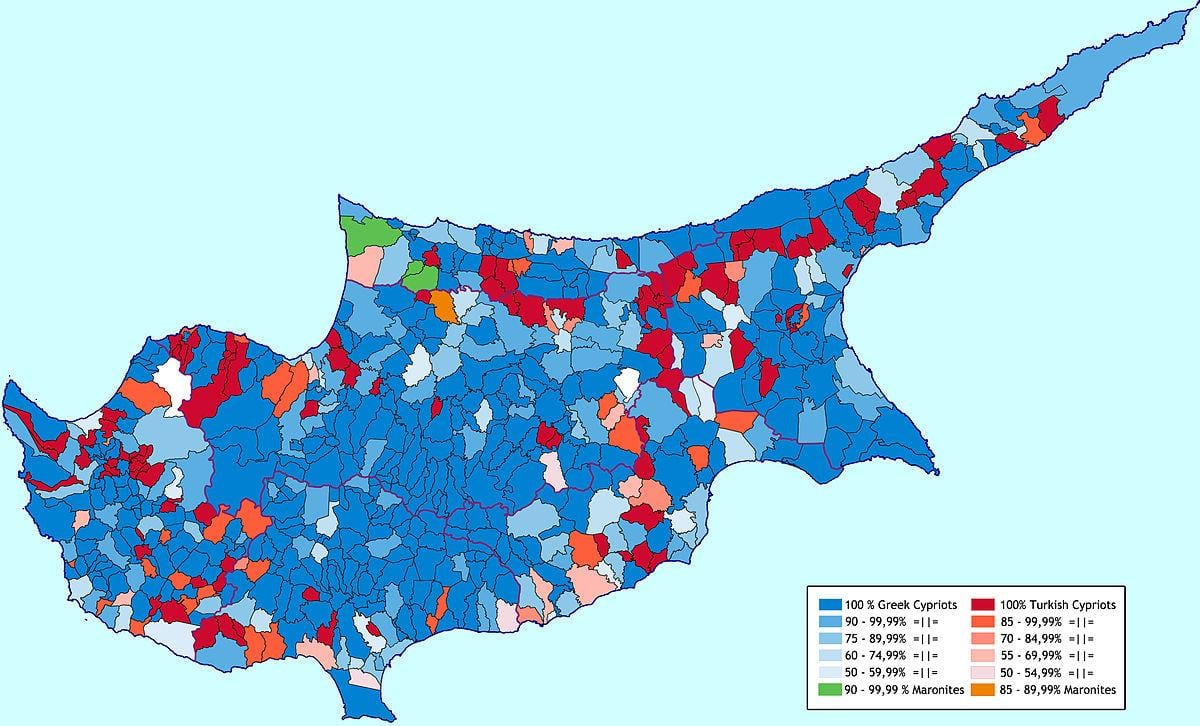 Mapa Cypru etniczne