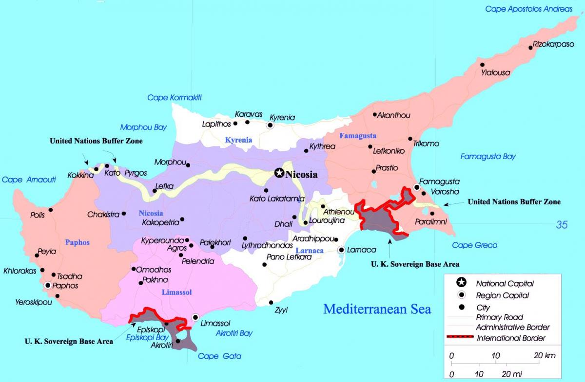 Mapa Cypru miast