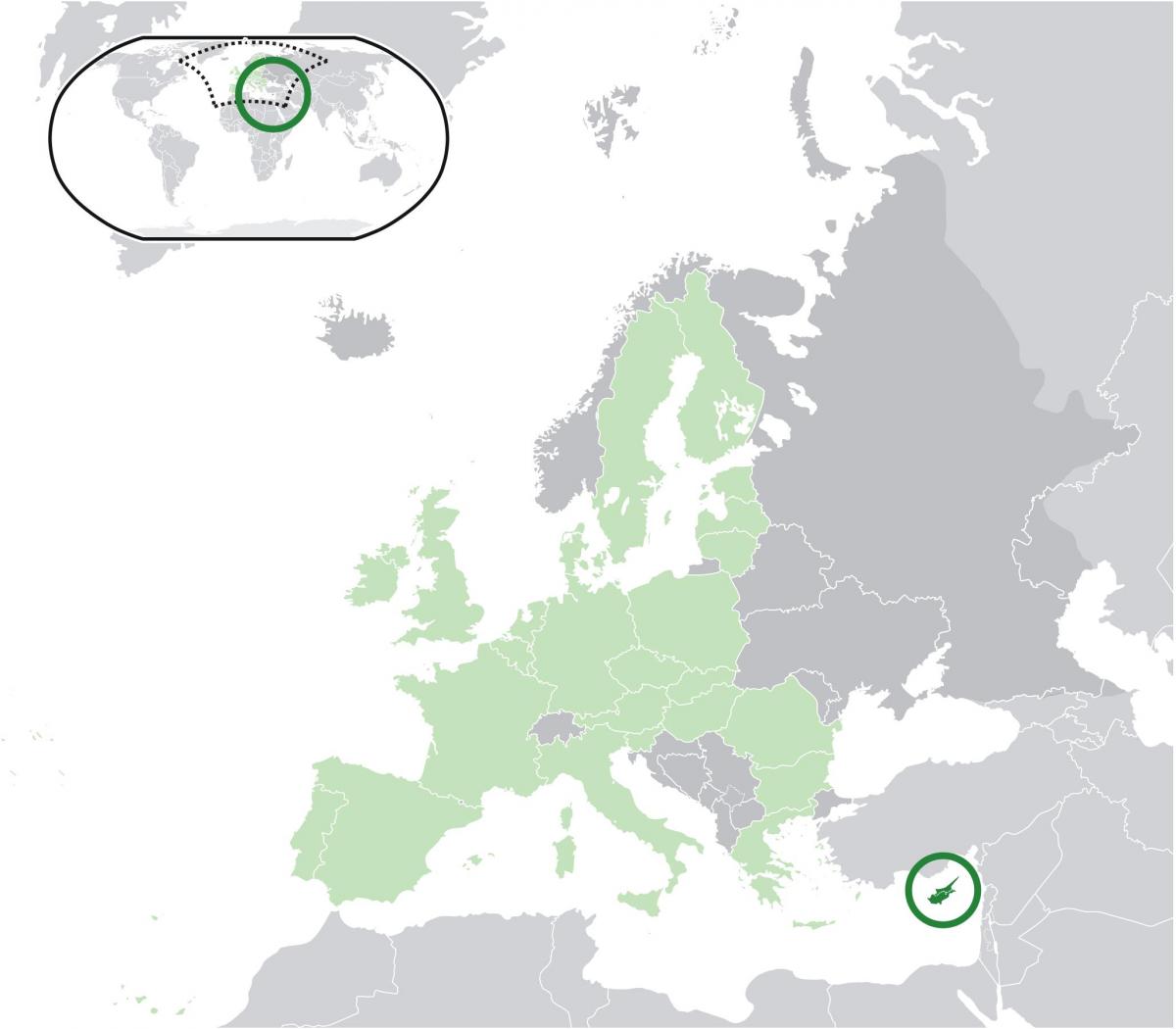 na mapie Europy na Cyprze