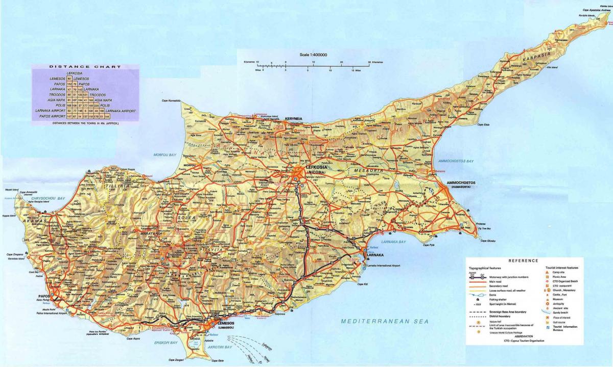 mapa Cypru ośrodki