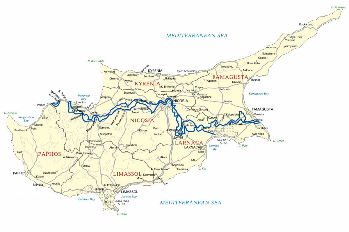 Mapa nissi Beach, Cypr