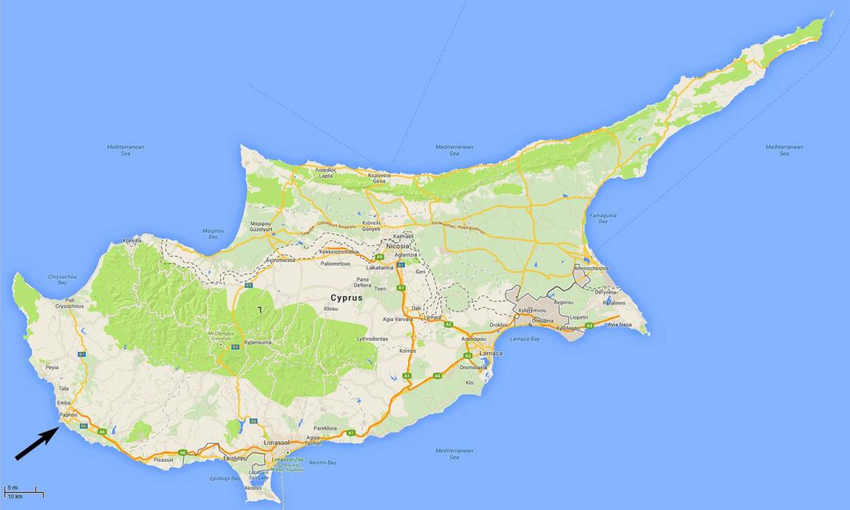 mapa Cypr paphos