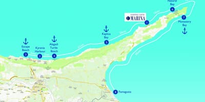 Mapa żółwia plaża na Cyprze