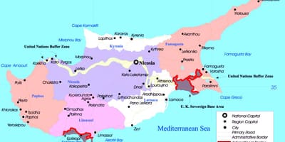Mapa Cypru miast