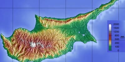 Mapa Cypru góry