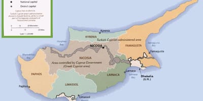 Mapa Cypru granicę