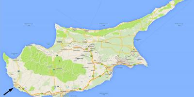 Mapa Cypru pokazuje lotnisk